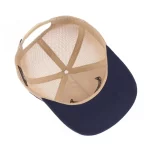 Interior of custom 6-panel trucker cap with printed front-panel lining