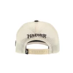 Rear view of custom P406 waxed canvas trucker cap with snapback
