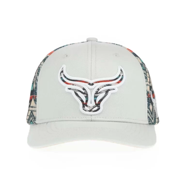 DM60-0099-p406-western-trucker-cap-printed-mesh-3d-bull-embroidery-front