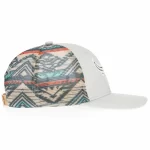 Light-grey cap with multicolor printed mesh, opposite-side view