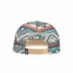 Printed mesh back with flat embroidery and adjustable snapback