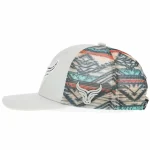 Printed mesh side with raised bull embroidery
