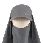 Deep-navy outdoor flap cap with face cover, front view