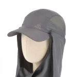 Deep-navy outdoor cap with neck flap and face cover removed, front angle
