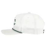 White P915 performance cap with laser-perforated front and rope trim, side view