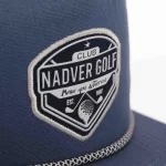 Dimensional black-and-white golf patch with embroidered border and rope detail