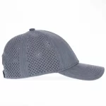 Navy-and-gray P106 cap with laser-perforated opposite-side panels, side view