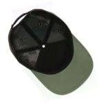 Interior of P525 five-panel cap with black sweatband and full-fabric crown