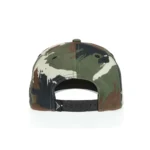 Rear view of camouflage cap with black adjustable snapback