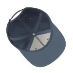 Interior view of semi-structured 5-panel cap with sweatband and printed label