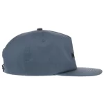 Opposite side view of light gray-blue full-fabric flat bill cap