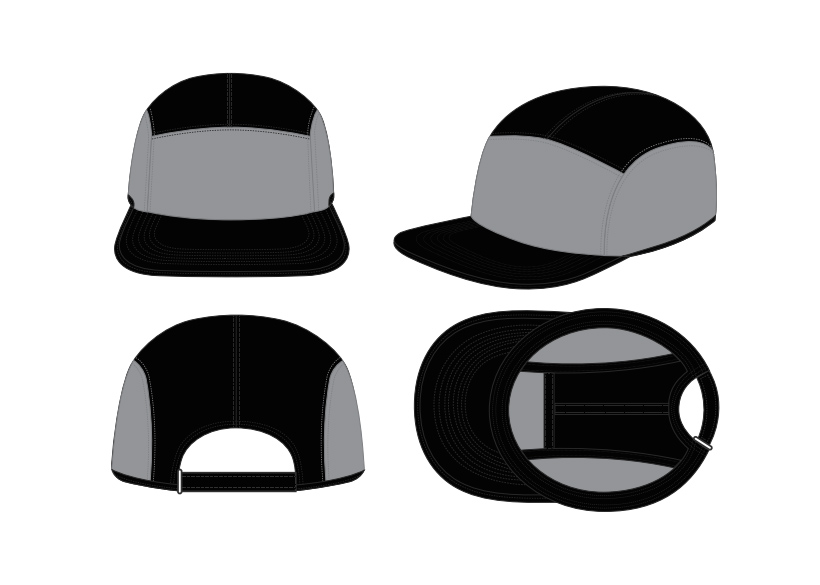 5-panel camper cap design template preview