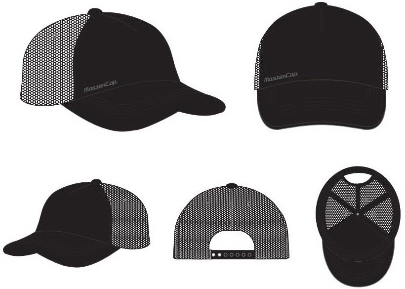 5-panel trucker cap design template preview