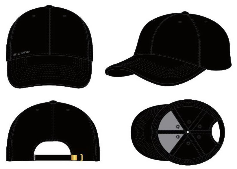 6-panel baseball cap design template preview